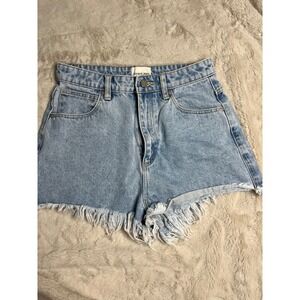 Abrand A High Relaxed Short Womens 28 Light Wash Excellent Frayed Denim Shorts